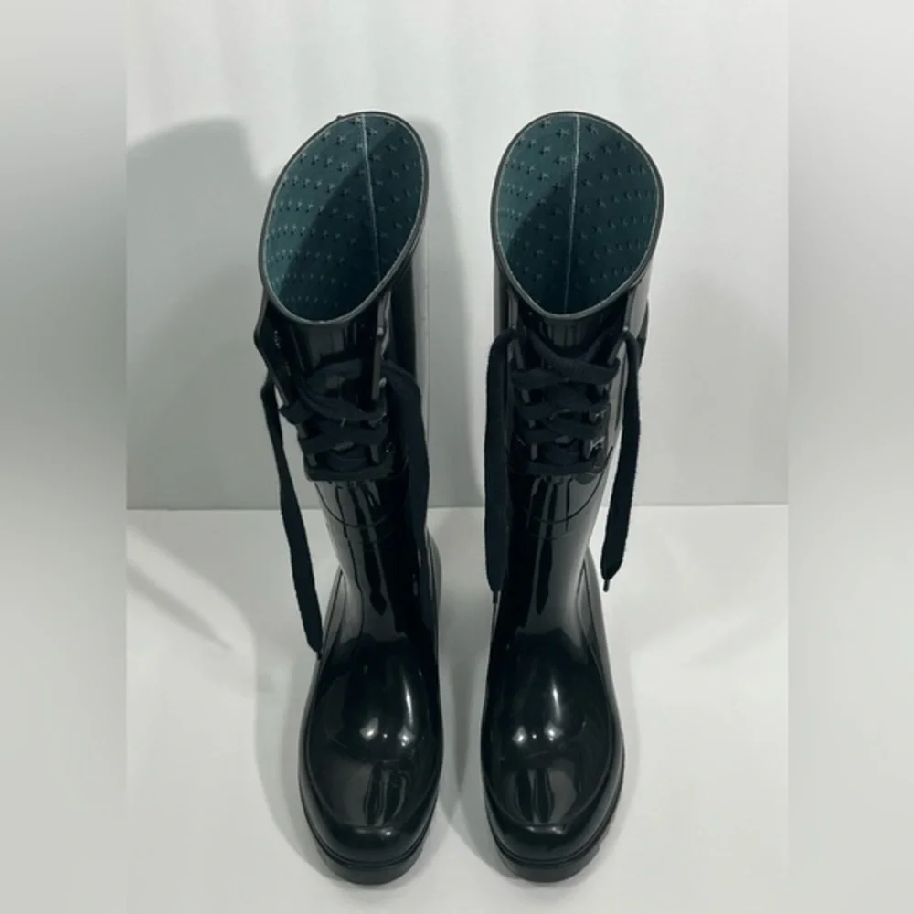 See by Chloe Lace Wellington Black Rain Boots Sz 5